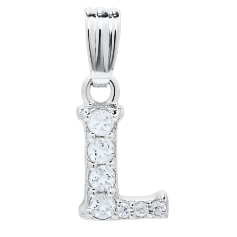 Kiddie Kraft White Topaz Inital L Pendant Necklace Kiddie Kraft White Topaz Inital L Pendant Necklace